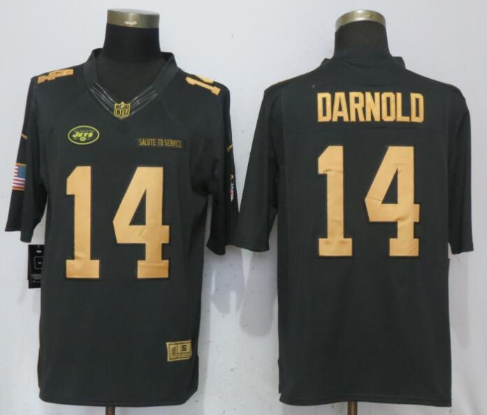 Men New York Jets #14 Darnold Gold Anthracite Salute To Service Nike Limited NFL Jerseys